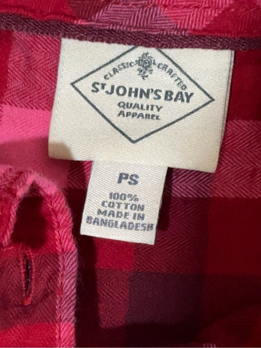 St. John’s Bay Women’s Petite Small Red Pink Plaid Button Down Flannel Shirt - Picture 5 of 5